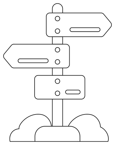 Wooden Sign Post Coloring Page